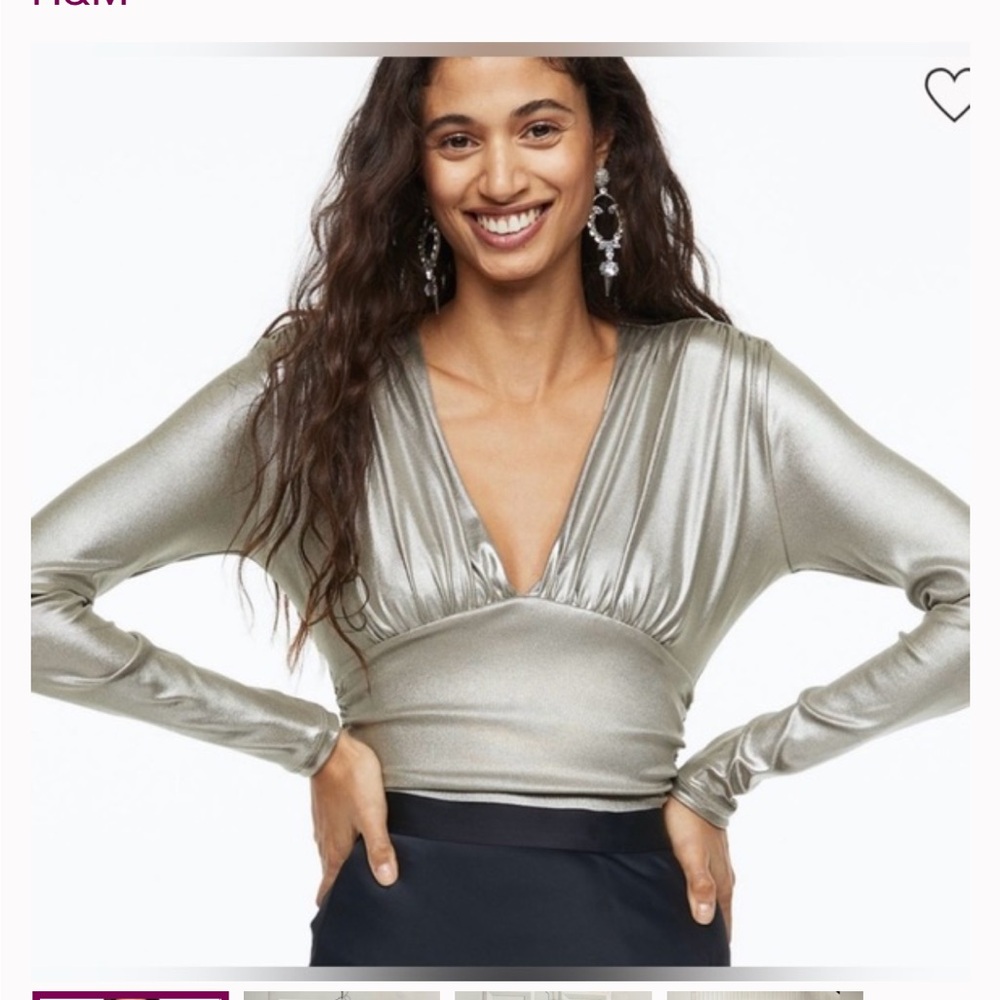 H&M Metallic Silver Long Sleeve bodysuit- worn once